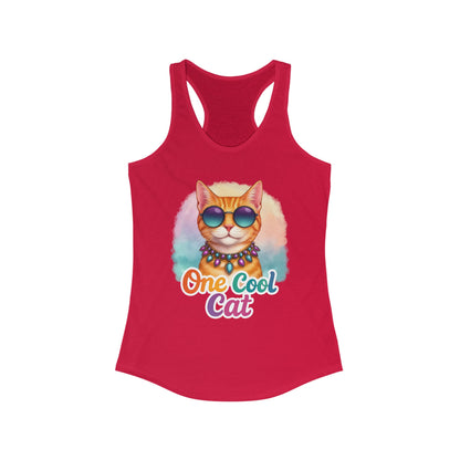 Cool Cat -Colorful Fun Groovy Kitty - Women's Racerback Tank