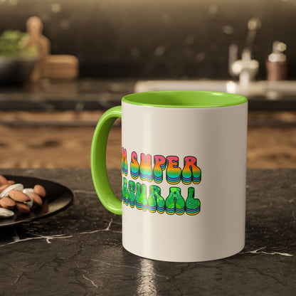 I’m Super Natural – Groovy Earth Goddess Two-Sided Mug (Yellow or Green, 11oz & 15oz)