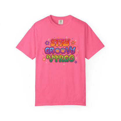 STAY GROOVY VIRGO – Retro Psychedelic Zodiac Tee