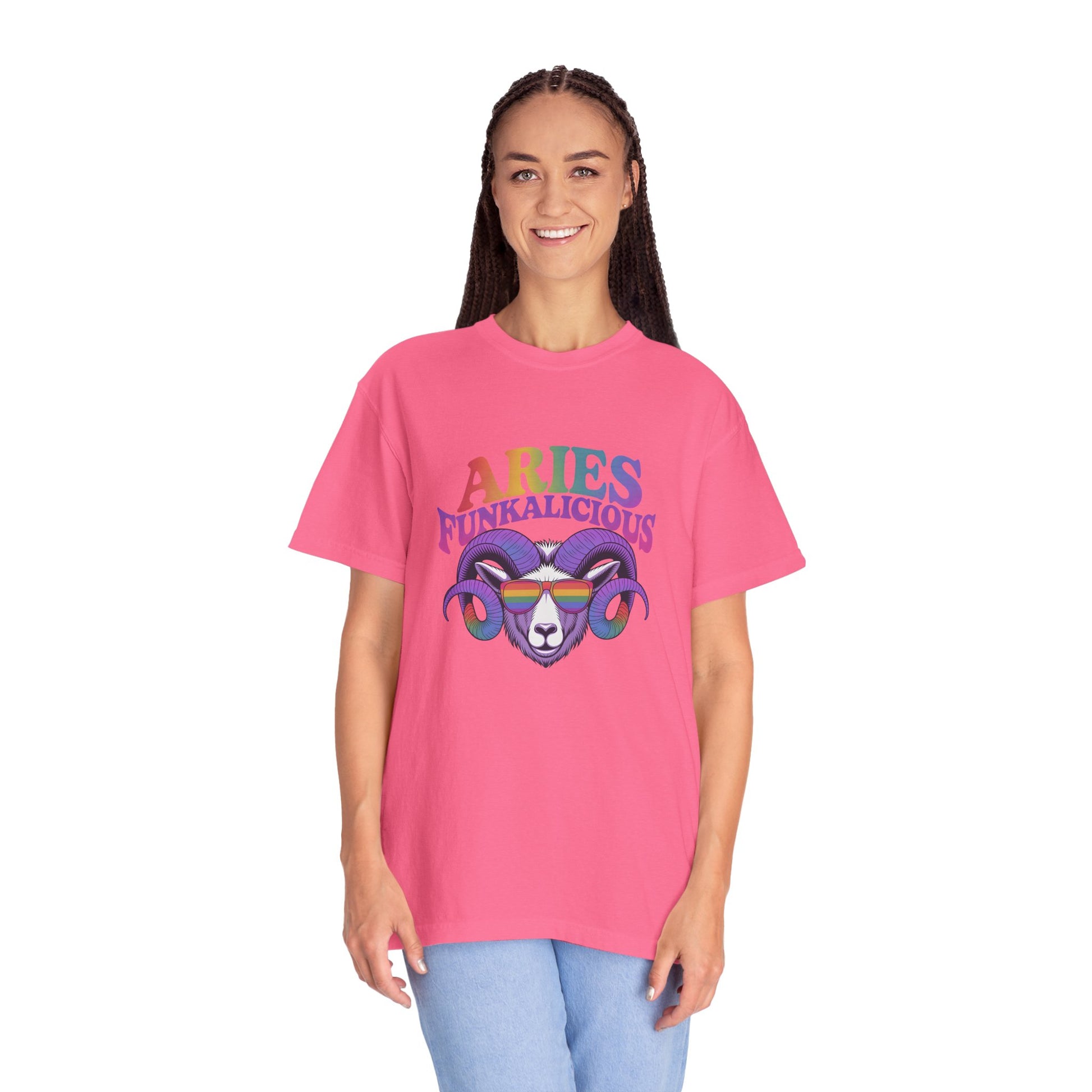 Aries Funkalicious – Rainbow Retro Ram Zodiac Tee