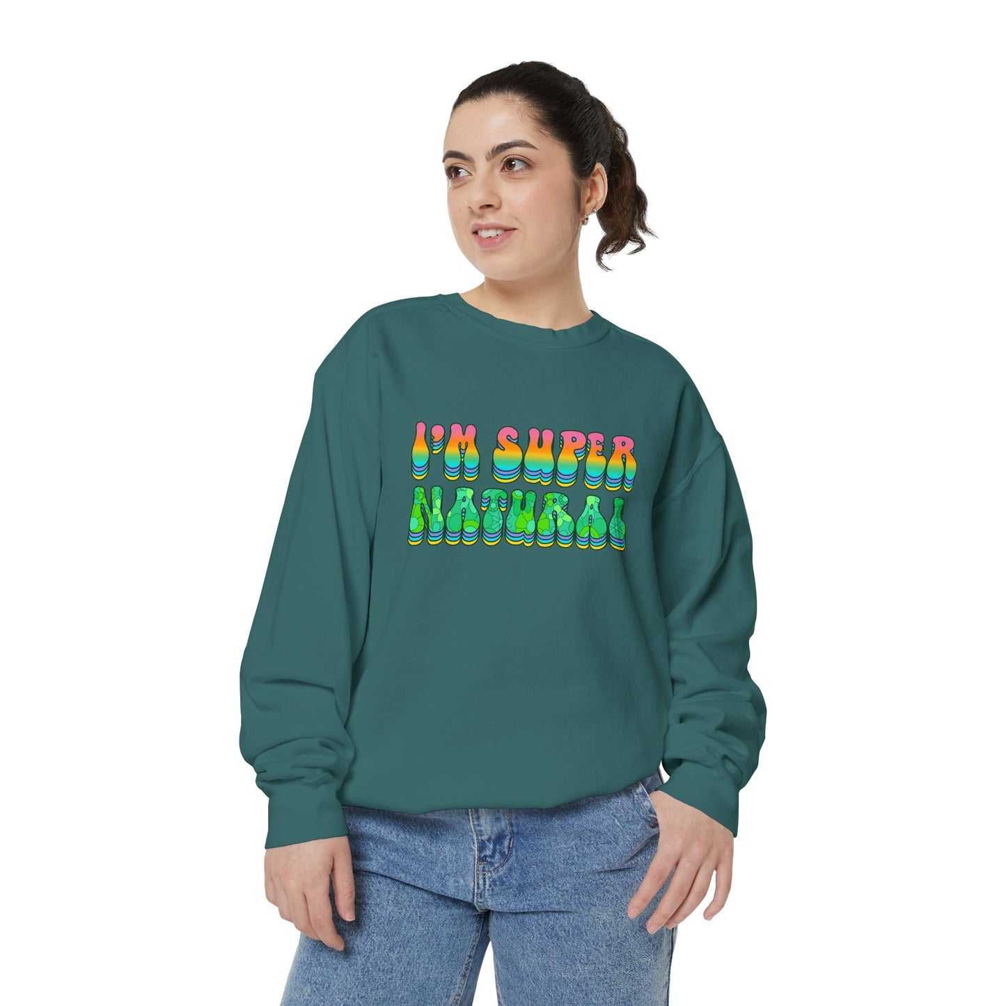 I’m Super Natural Unisex Crewneck – Empowering Retro Comfort Colors Midweight Sweatshirt
