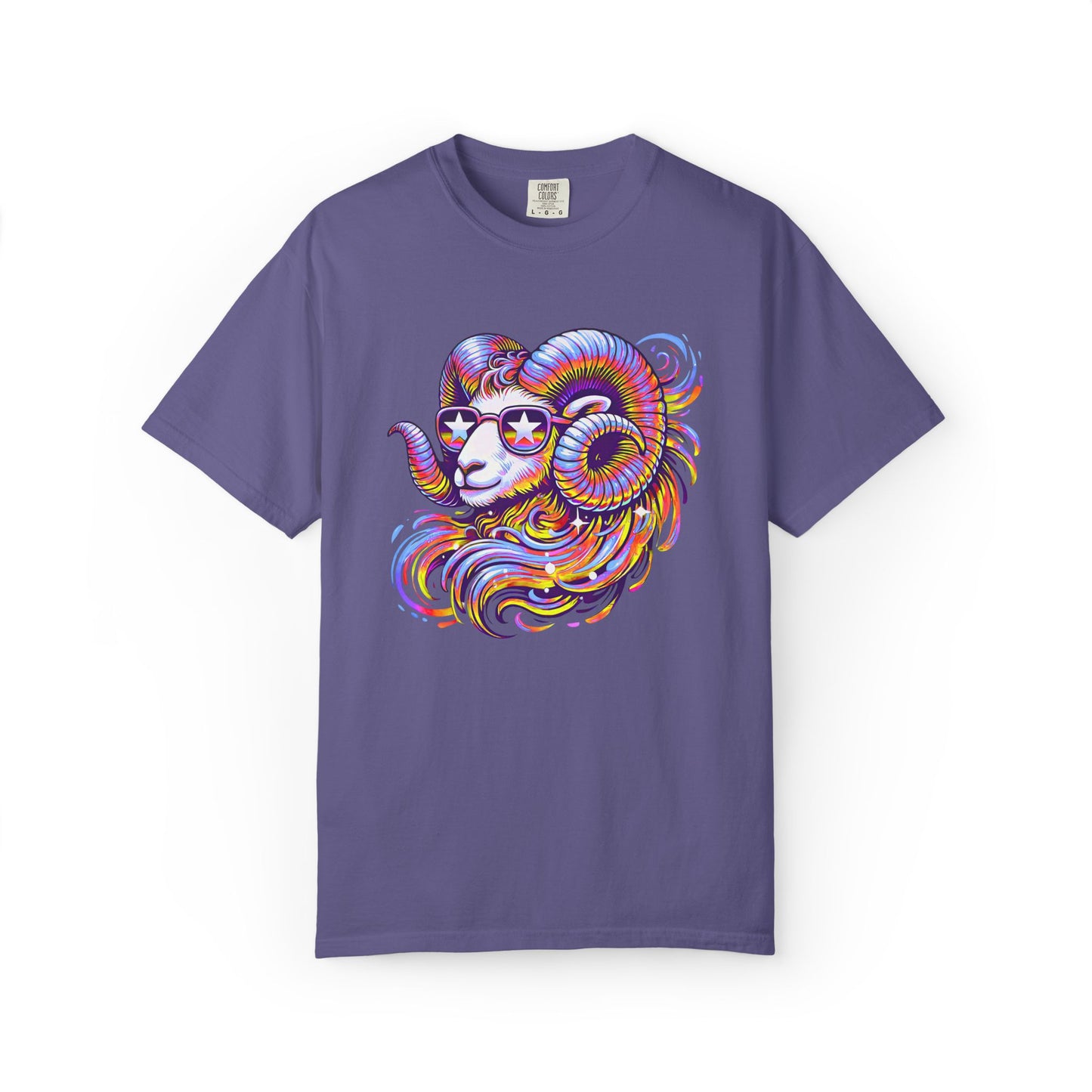 Psychedelic Aries Ram Tee – Retro Multicolor Zodiac Shirt