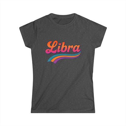 Libra Women’s Softstyle Tee – Empowering Retro Zodiac Colorful Shirt