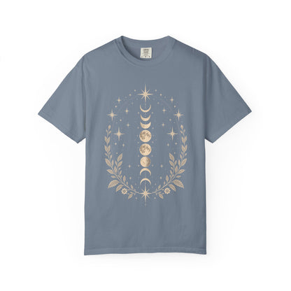 Vintage Celestial Crescent Moon and Stars T-Shirt