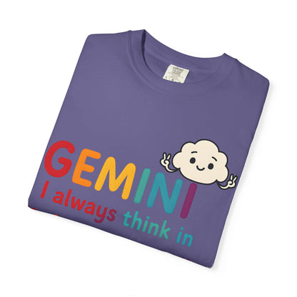 Gemini I Always Think in Air Quotes Tee – Colorful Zodiac Humor Shirt