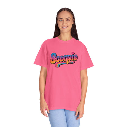 Scorpio Retro Groovy Tee – Multicolor Zodiac Shirt