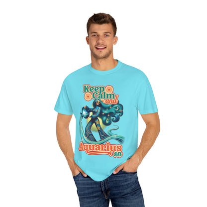 Keep Calm and Aquarius On – Retro Water Bearer Zodiac Tee