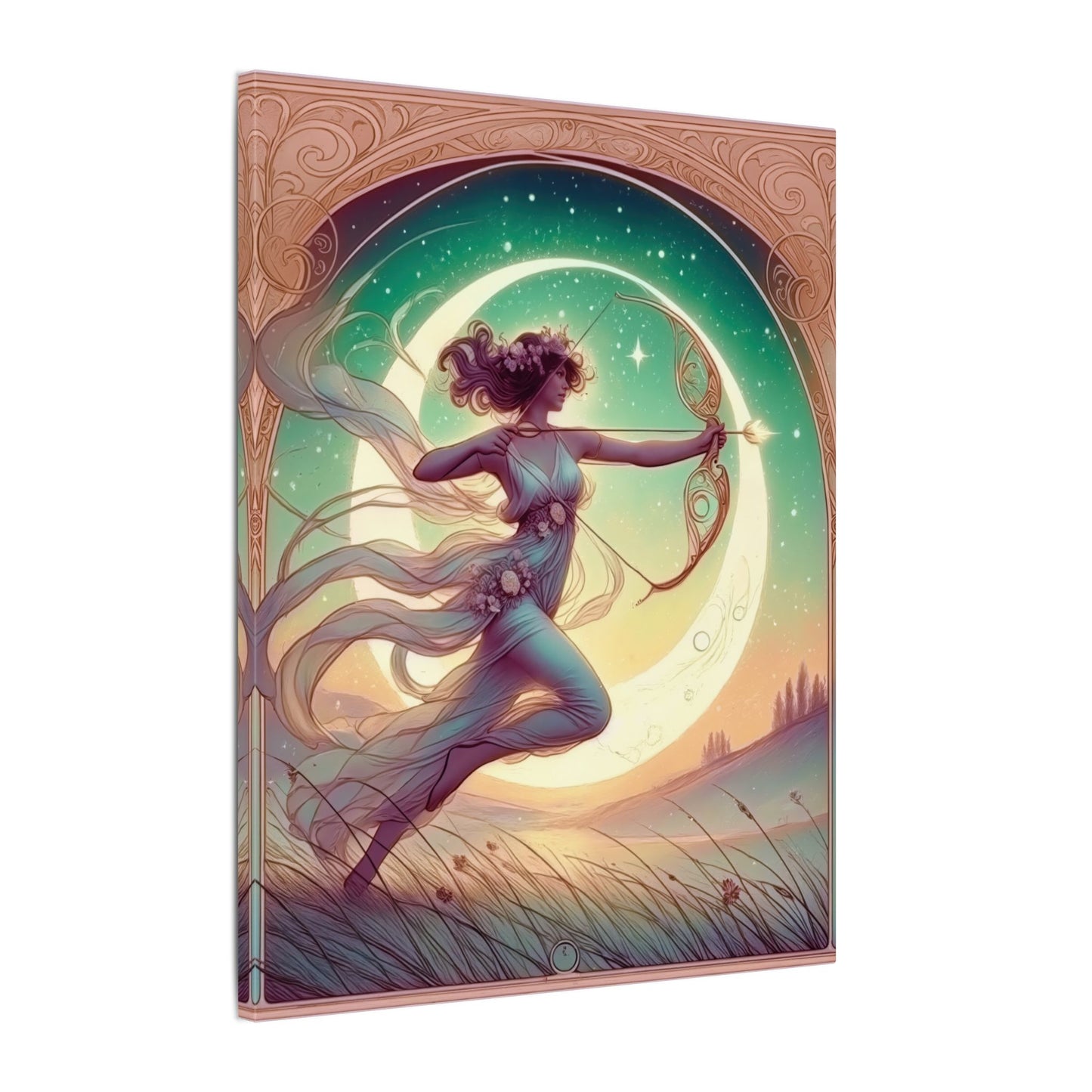 Artemis Rising – Celestial Archer Art Nouveau Wall Art