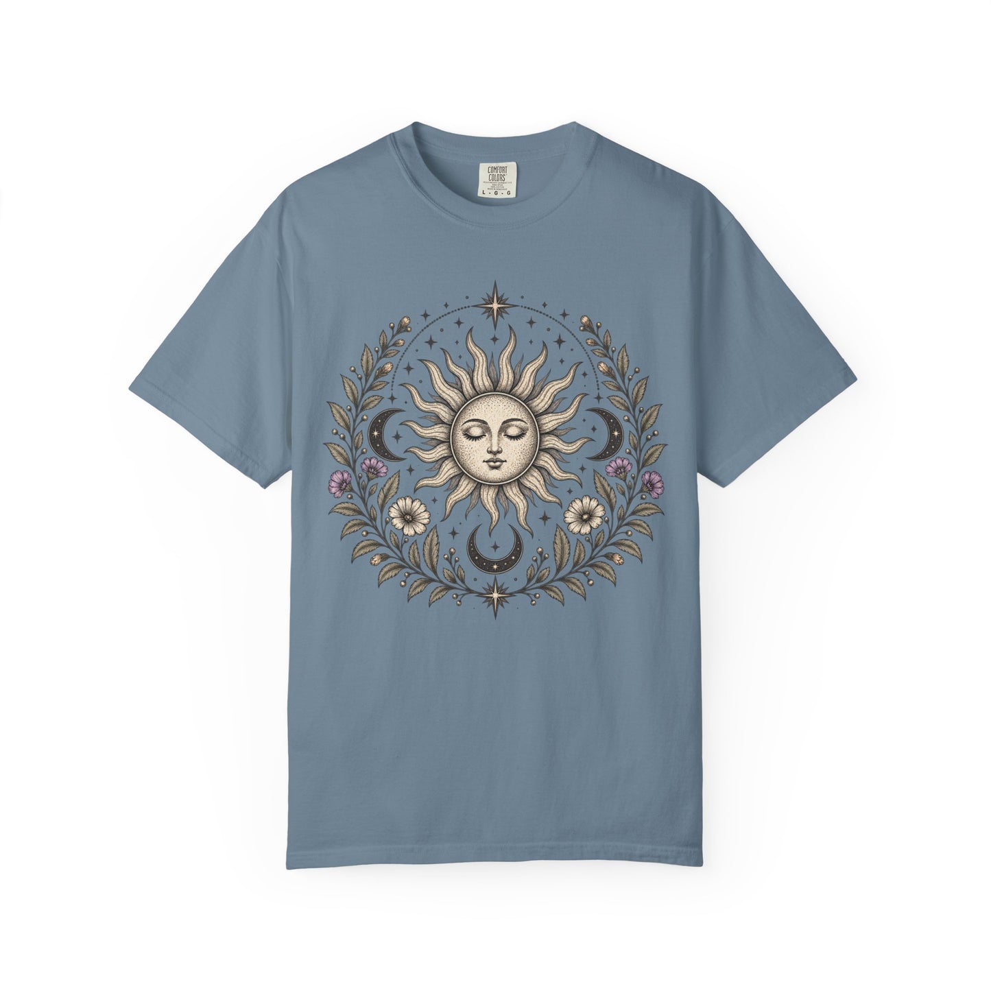 Boho Spiritual Sun and Floral Hippie Unisex T-Shirt
