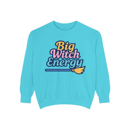 Big Witch Energy Sweatshirt – Colorful Pastel Broom Pullover