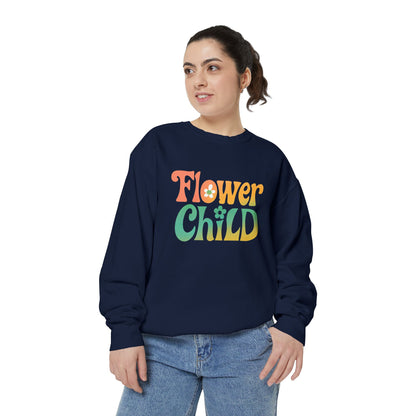 Flower Child Unisex Crewneck – Groovy Flower Power Comfort Colors Midweight Sweatshirt