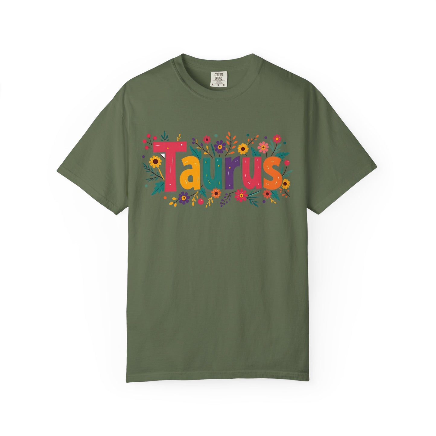 Taurus in Bloom – Colorful Floral Aesthetic Tee