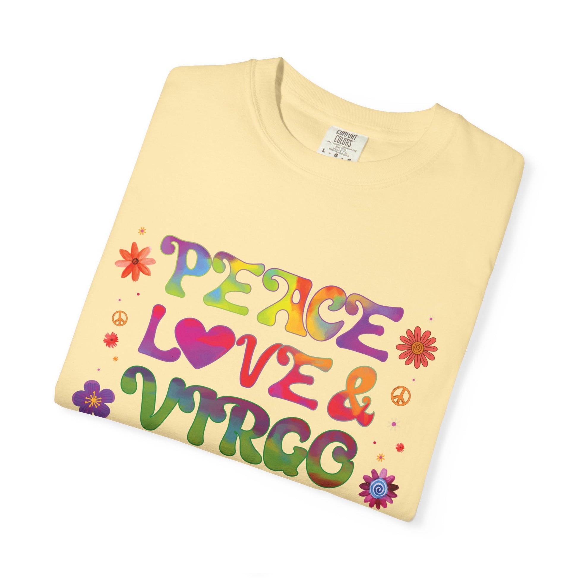Peace Love & Virgo – Retro Hippie Zodiac Tee