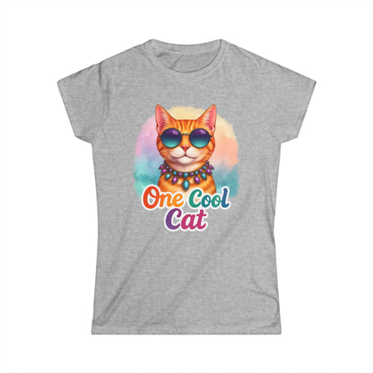 One Cool Cat Women’s Softstyle Tee – Colorful Retro Sunglasses Shirt