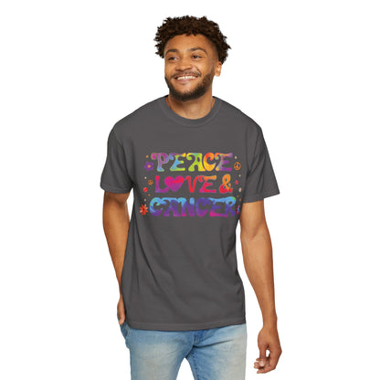 Peace Love & Cancer – Groovy Zodiac Retro Tee