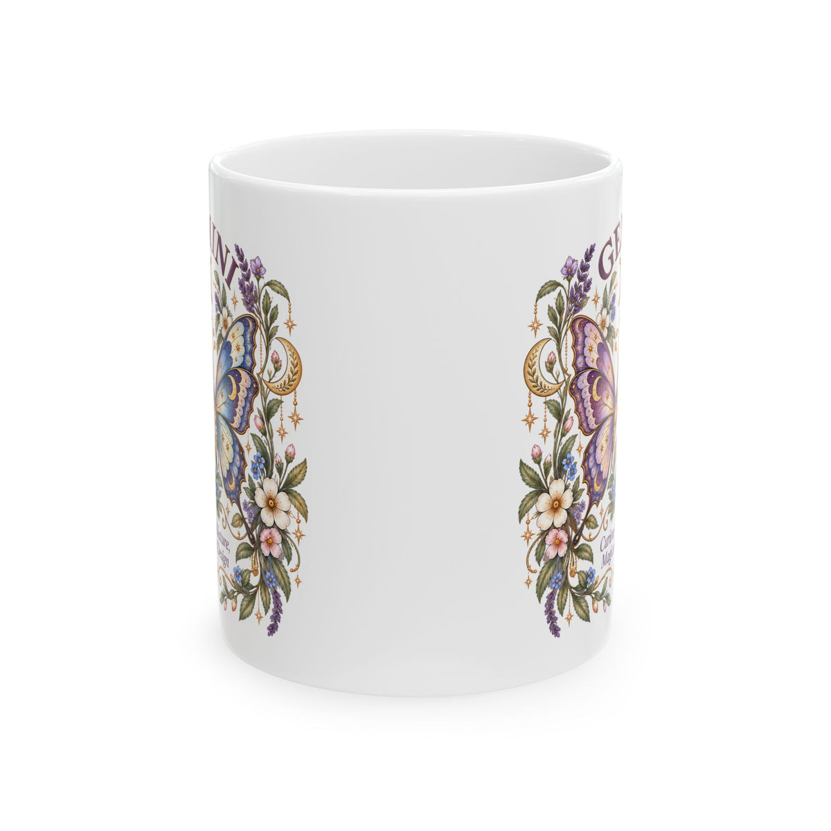 Celestial Butterfly Gemini Zodiac Sign Coffee Cup