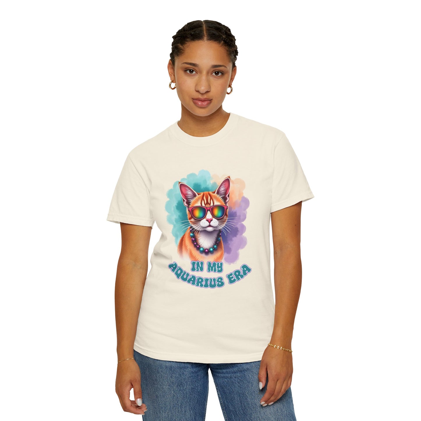 In My Aquarius Era – Rainbow Cat Vibes Tee