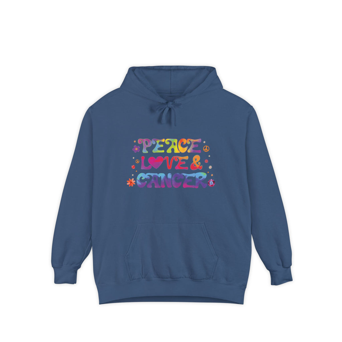 Peace Love & Cancer Unisex Hoodie – Groovy Retro Comfort Colors Midweight Hoodie
