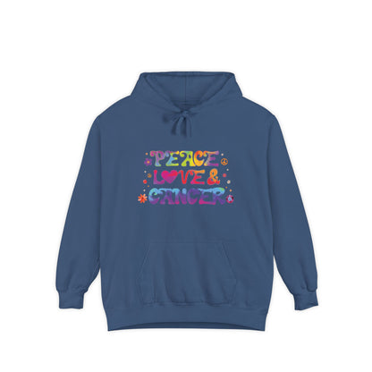 Peace Love & Cancer Unisex Hoodie – Groovy Retro Comfort Colors Midweight Hoodie