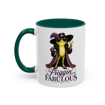 Friggin' Fabulous Frog Mug | Funny Frog Coffee Mug | Glam Fashion Frog Gift for Women | Colored Mug