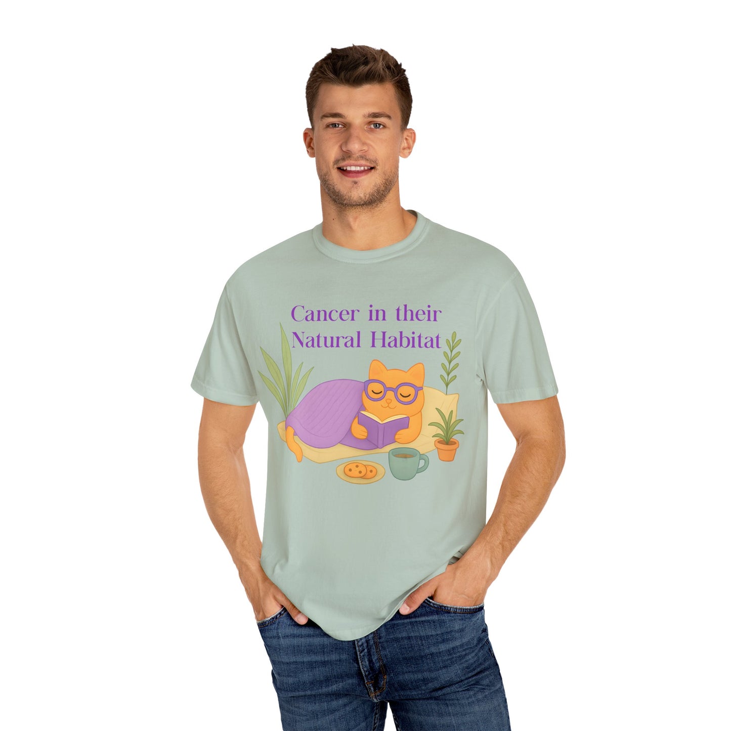 Cancer in Their Natural Habitat Tee – Funny Cozy Cat Zodiac Shirt