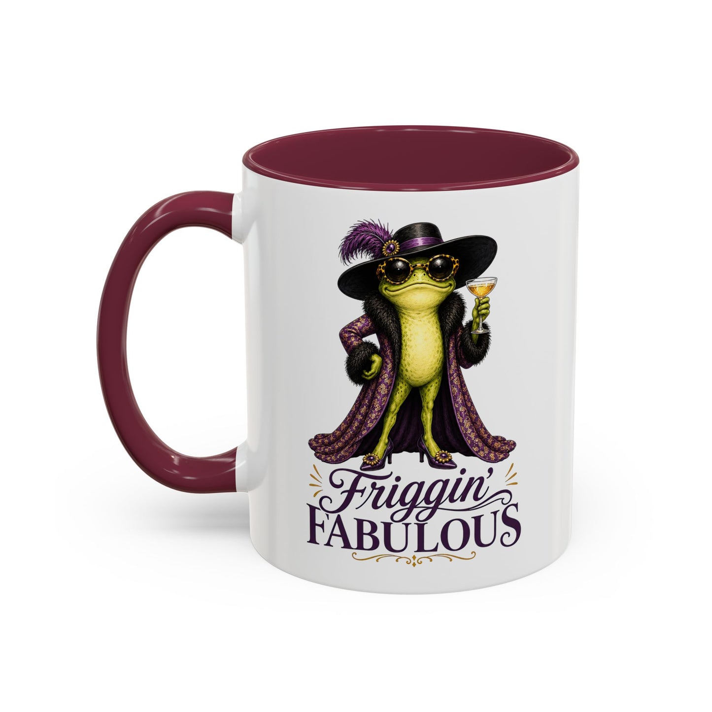 Friggin' Fabulous Frog Mug | Funny Frog Coffee Mug | Glam Fashion Frog Gift for Women | Colored Mug