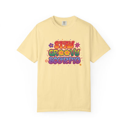 Stay Groovy Scorpio Tee – Groovy Flower Power Zodiac Shirt