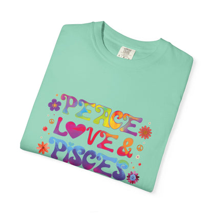 Peace Love & Pisces Tee – Retro Colorful Zodiac Shirt