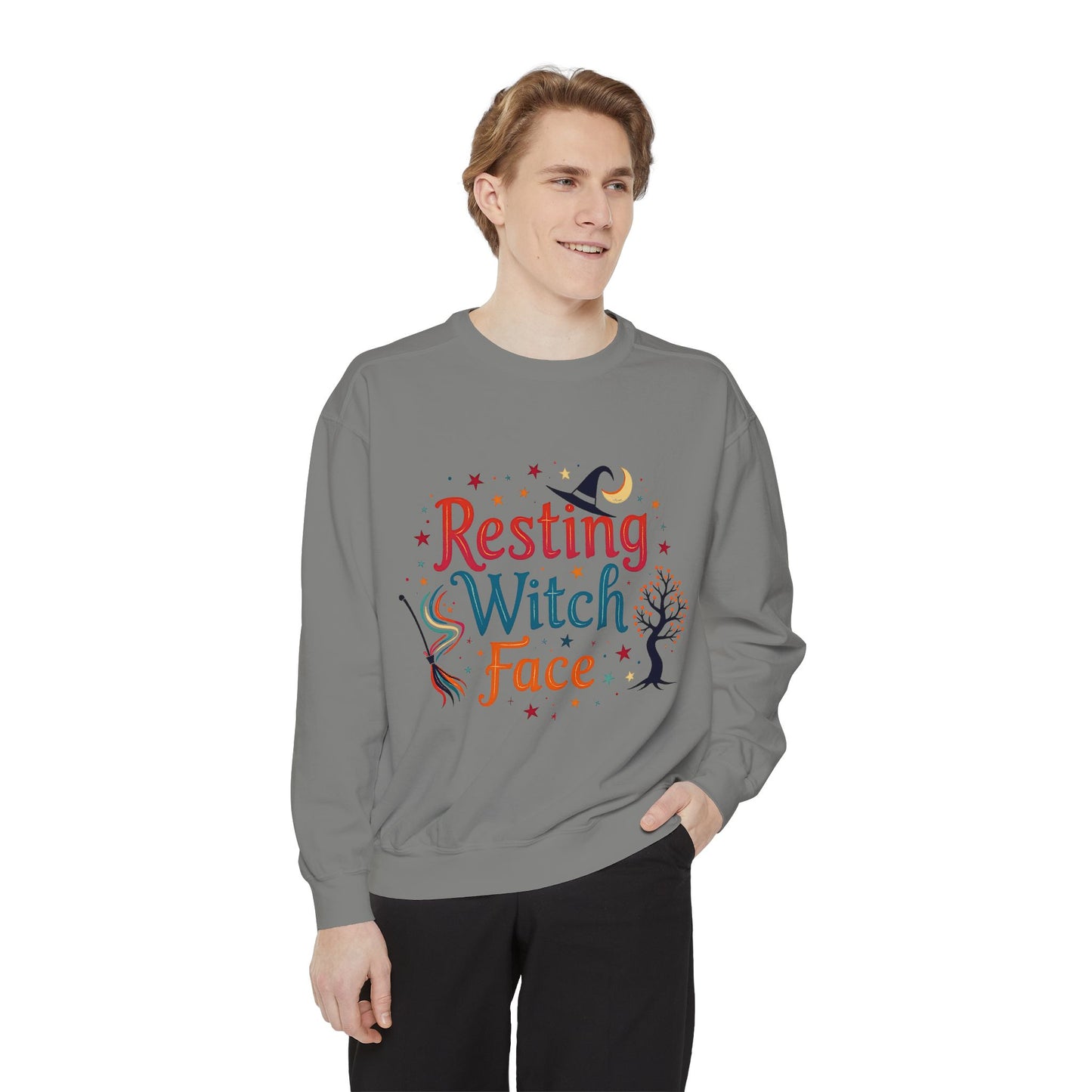 Resting Witch Face Sweatshirt – Retro Halloween Witch Pullover