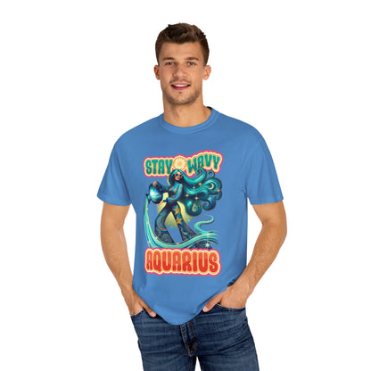Stay Wavy Aquarius – Retro Water Bearer Zodiac Tee