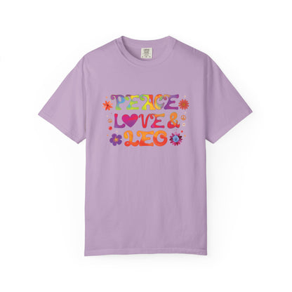 Peace Love & Leo -  Retro Groovy Astrology Tee