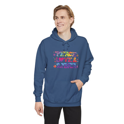 Peace Love & Libra Unisex Hoodie – Groovy Retro Comfort Colors Midweight Hoodie
