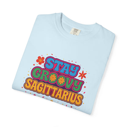 Stay Groovy Sagittarius – Retro Flower Power Zodiac Shirt