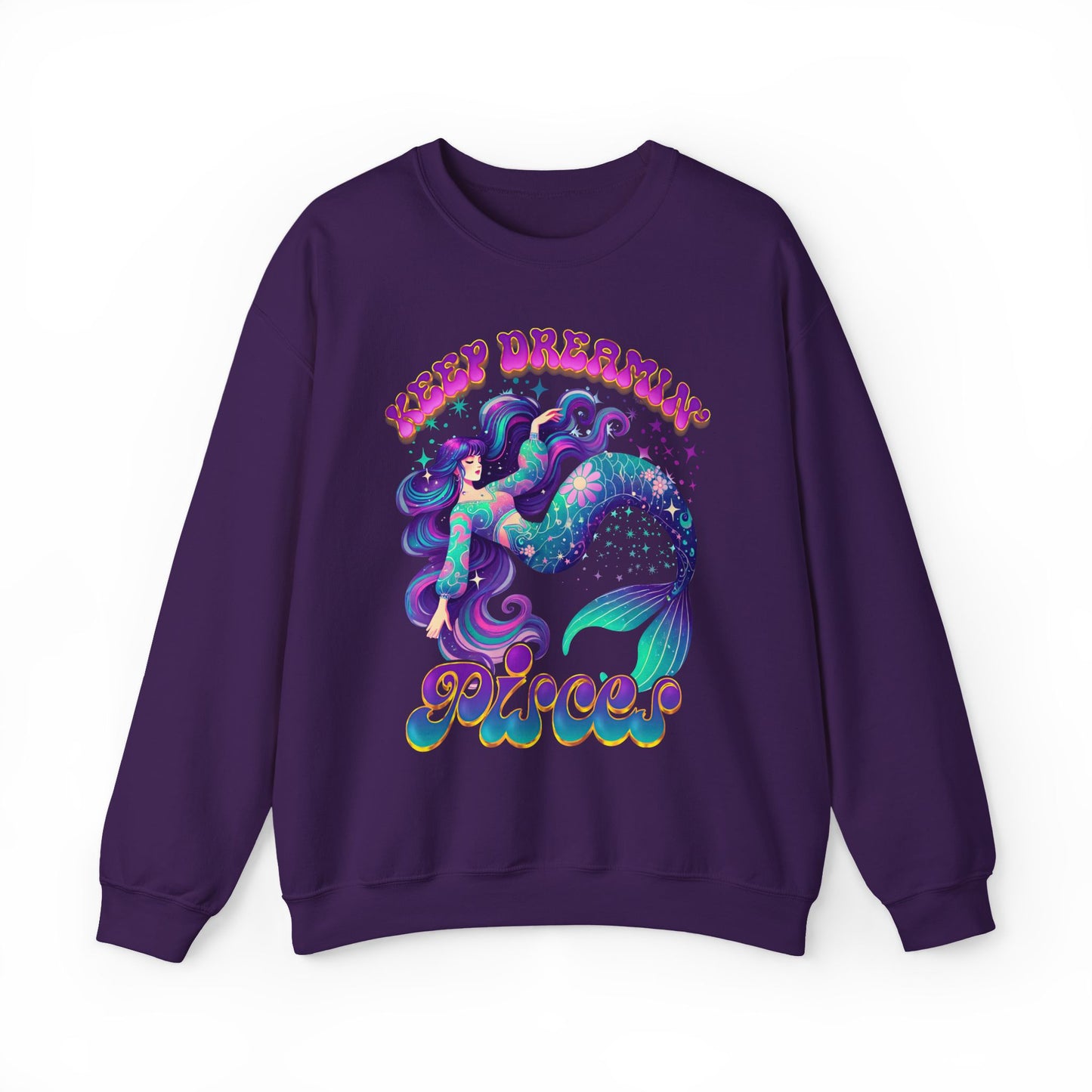 Keep Dreamin’ Pisces Sweatshirt | Celestial Mermaid Zodiac Crewneck | Cozy Astrology Gift for Dreamers | Water Sign Horoscope Apparel | Soft Star Sign Pullover