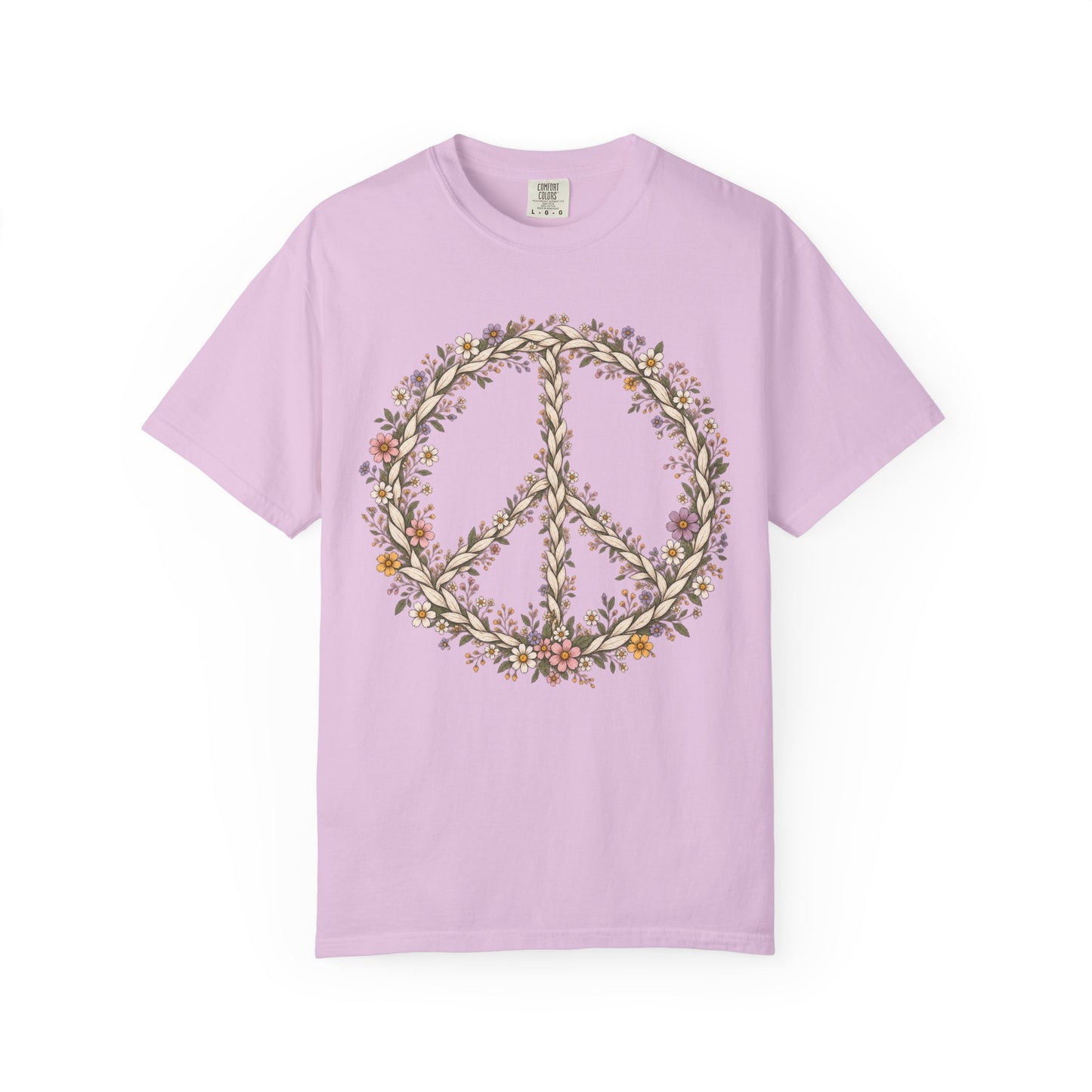Boho Vintage Wildflower Peace Sign T-Shirt