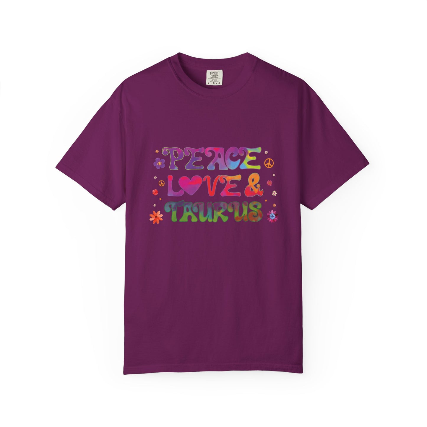 Peace Love & Taurus – Earthy Retro Zodiac Tee