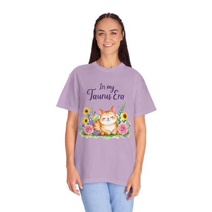 In My Taurus Era Tee – Colorful Zodiac Cat Shirt