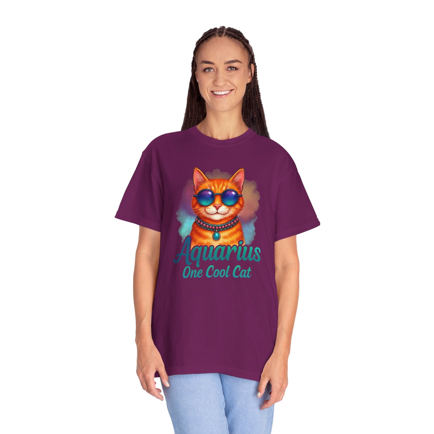 Aquarius One Cool Cat – Zodiac Kitty Vibes Tee