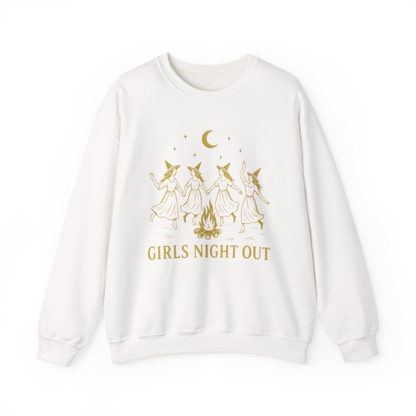 Girls Night Out Crewneck Sweatshirt – Dancing Witches Bonfire Graphic (Unisex)