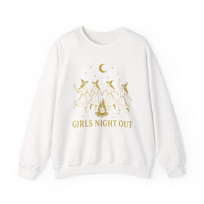 Girls Night Out Crewneck Sweatshirt – Dancing Witches Bonfire Graphic (Unisex)