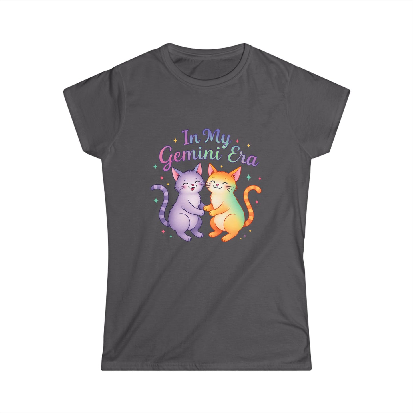 In My Gemini Era Women’s Softstyle Tee – Empowering Zodiac Cat Shirt