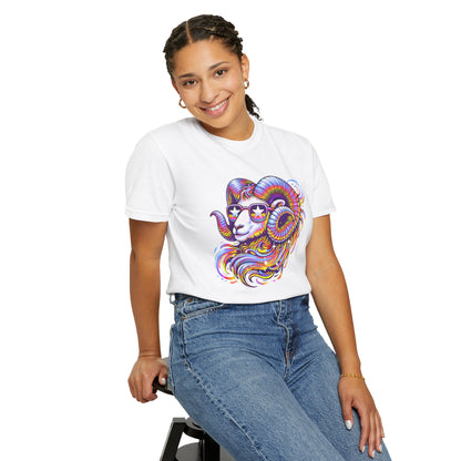 Psychedelic Aries Ram Tee – Retro Multicolor Zodiac Shirt