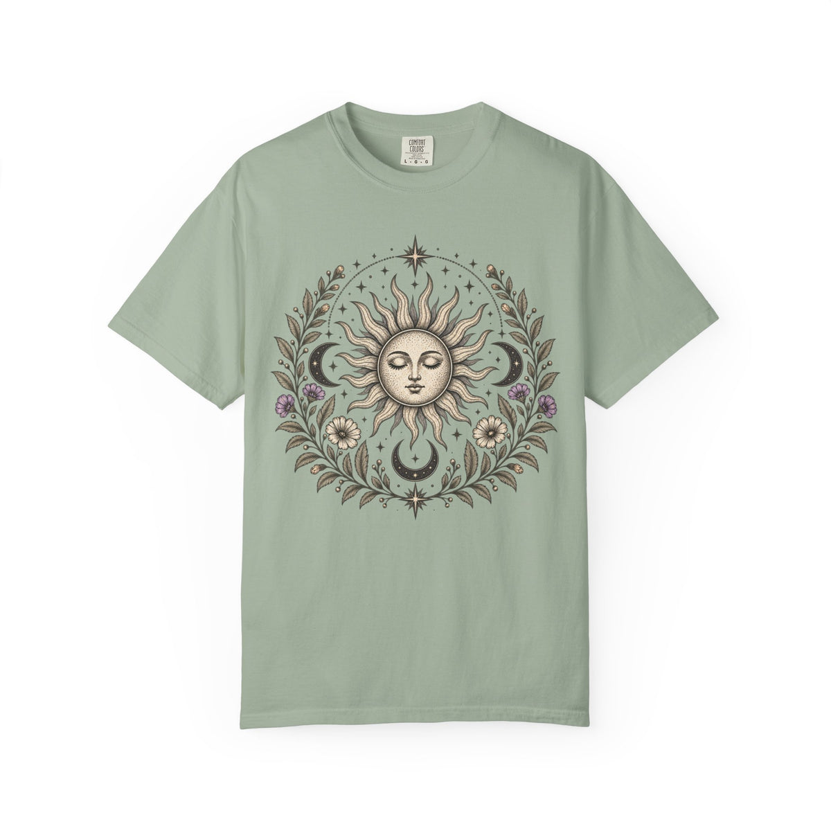 Boho Spiritual Sun and Floral Hippie Unisex T-Shirt