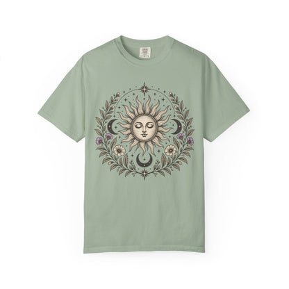 Boho Spiritual Sun and Floral Hippie Unisex T-Shirt