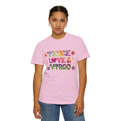 Peace Love & Virgo – Retro Hippie Zodiac Tee