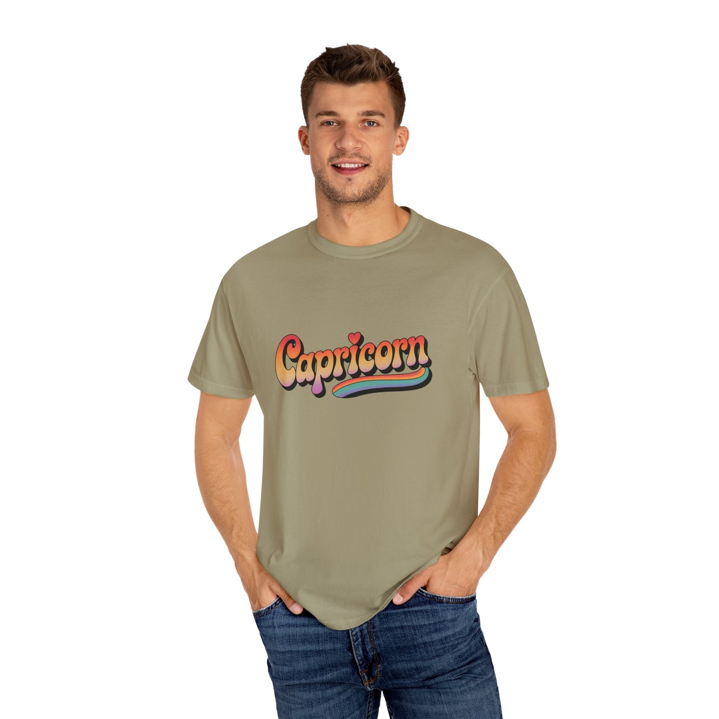 Capricorn – Retro Rainbow Groovy Zodiac Tee