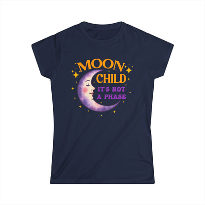 Moon Child Women’s Softstyle Tee – Empowering Celestial Colorful Shirt