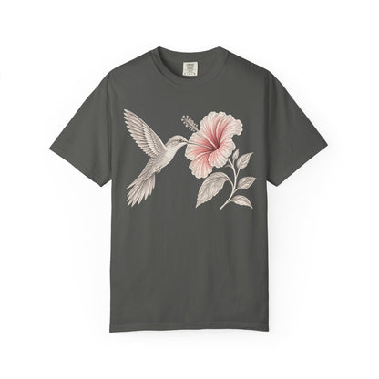 Vintage Hummingbird & Hibiscus Floral T-Shirt