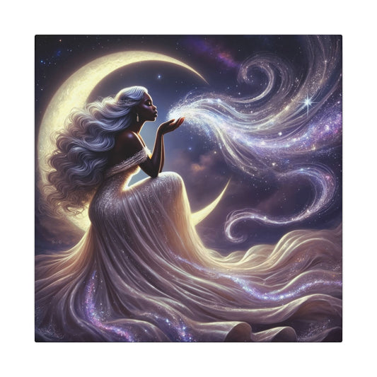 Stardust Wishes – Enchanted Moon Goddess Wall Art (Art Nouveau Inspired)