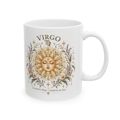 Boho Celestial Sun Virgo Zodiac Mug Floral Astrology Coffee Mug